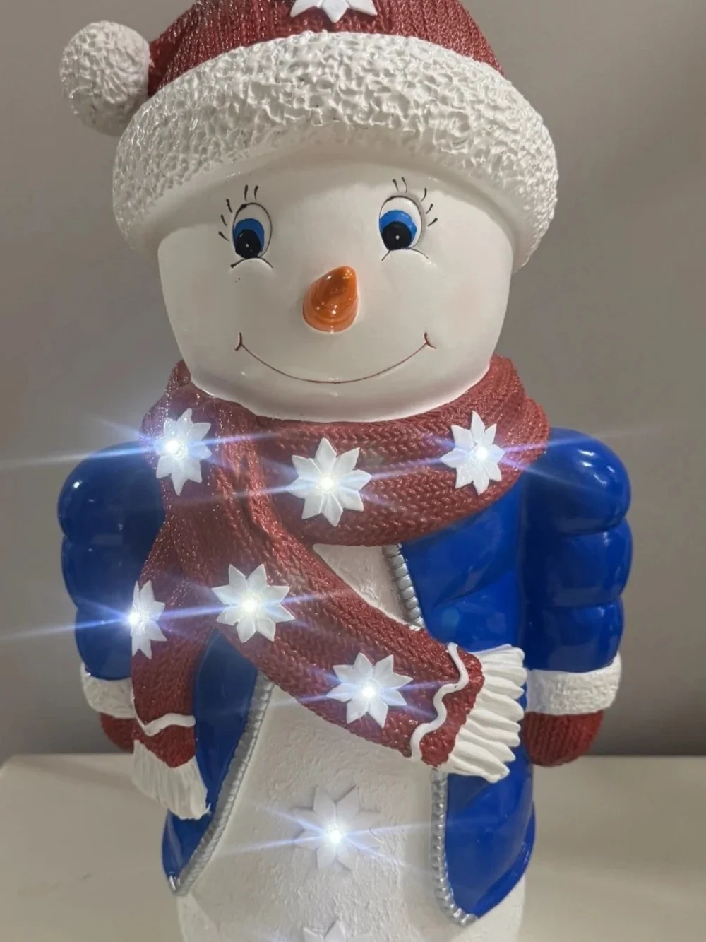 Plow & Hearth Indoor/Outdoor Lighted Snowman Shorty Statue NIB